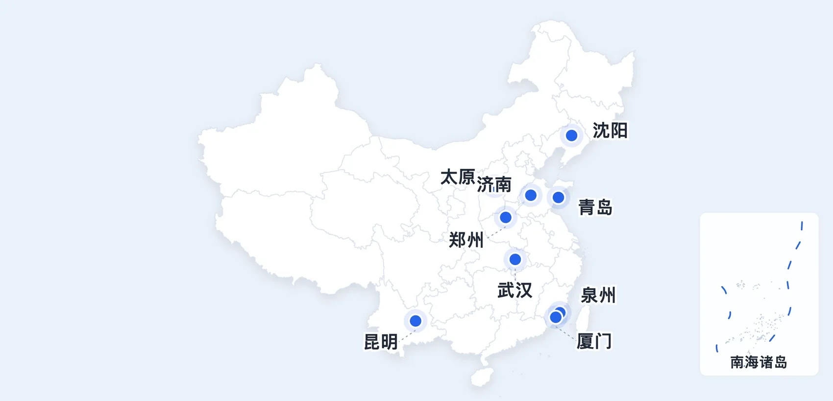 合作机场覆盖全国重点城市分布地图